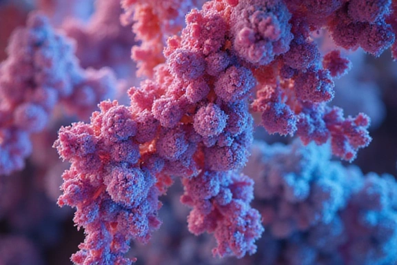 Imagen abstracta de bacterias intestinales bajo un microscopio