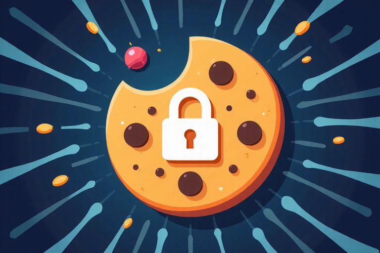 Ilustración de una cookie digital con un candado para representar la privacidad